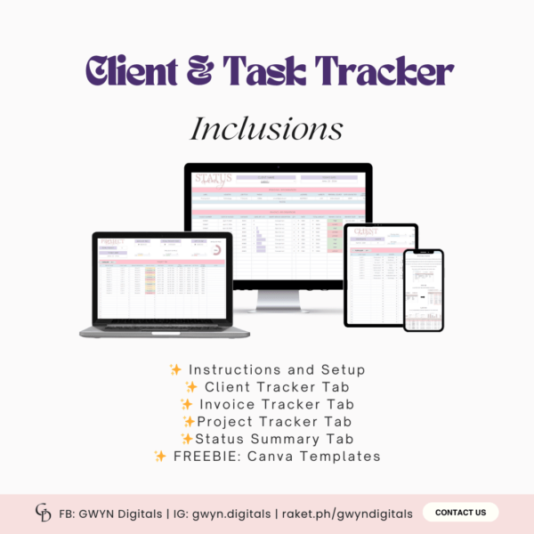 INVOICE TRACKER | CLIENT & TASK TRACKER | GOOGLE SPREADSHEET